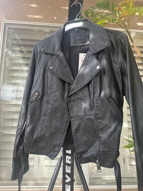 Elodie Black Leather Bomber-Style Moto Jacket